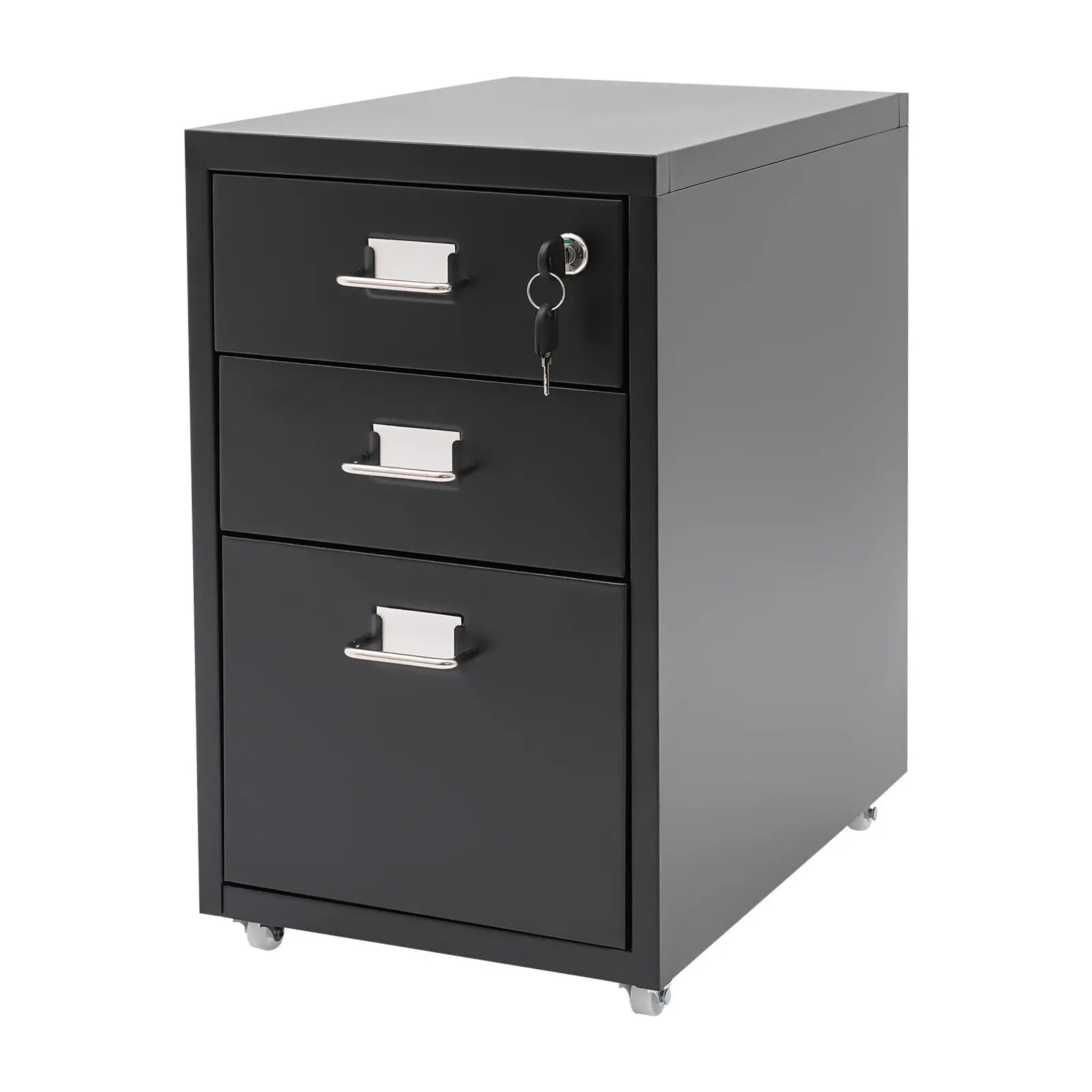 3-Drawer Cold-rolled Steel Vertical File Cabinet Metal Mobile File Cabinet for Office Study Dresser Store Stamps Sticky Notes