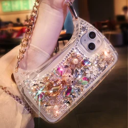 New Phone Case Crystal Full Diamond Bear IPhone 14 Plus Carrying Chain Protector Set For IPhone 14 Pro Max with Rhinestone Case