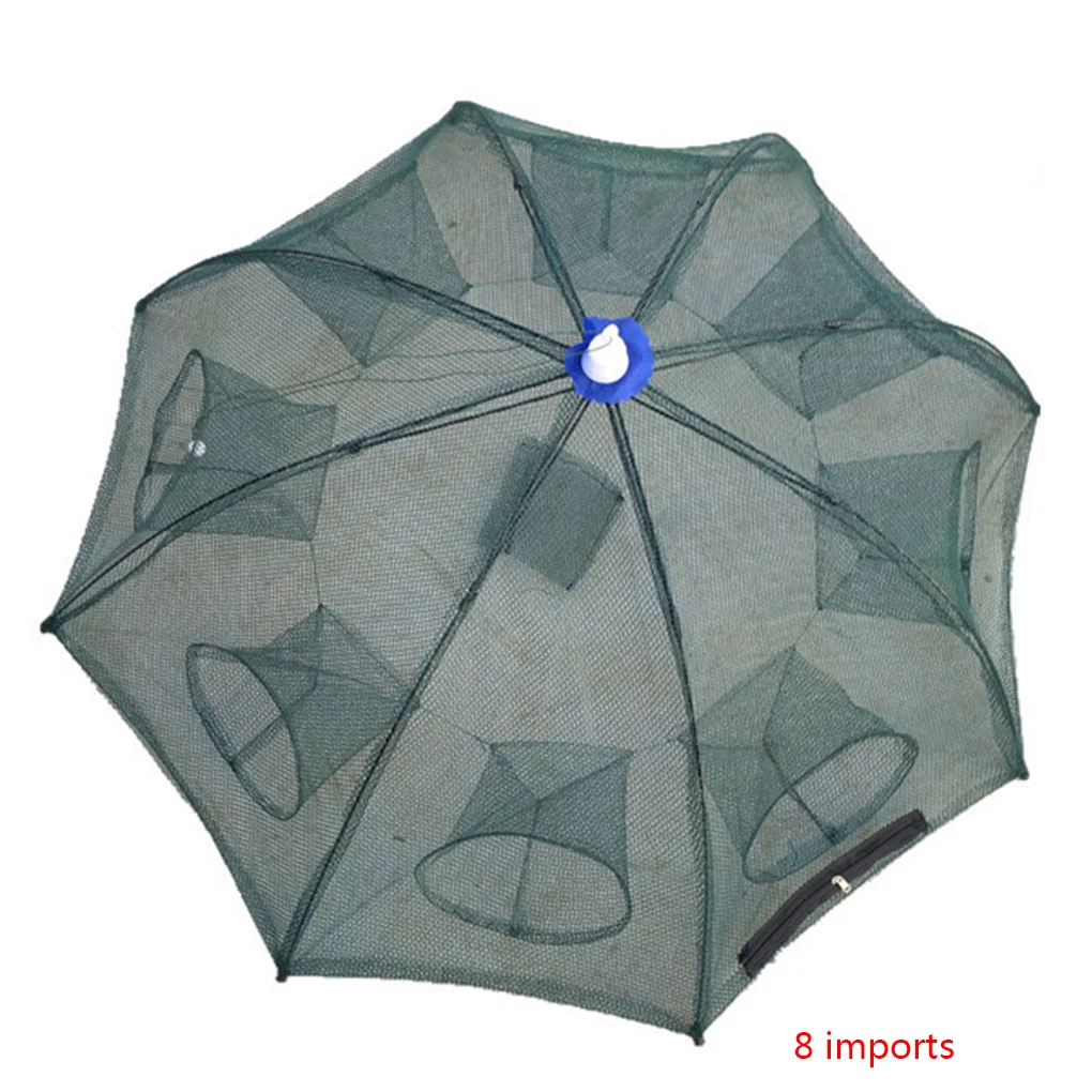 4/6/8/12 Holes Automatic Fishing Net Shrimp Cage Nylon Foldable Crab Fish Trap Cast Network