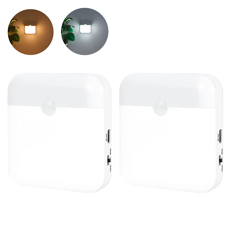 Bewegingsmelder Nachtlampje Oplaadbaar USB-C PIR-sensor Wandlamp 3 Kleurstanden Magnetische Plaknachtlamp voor Hal Trappen