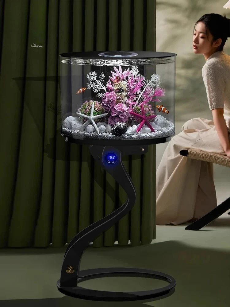 HXL fish tank ecological floor living room small goldfish tank creative lazy landscaping fish tank