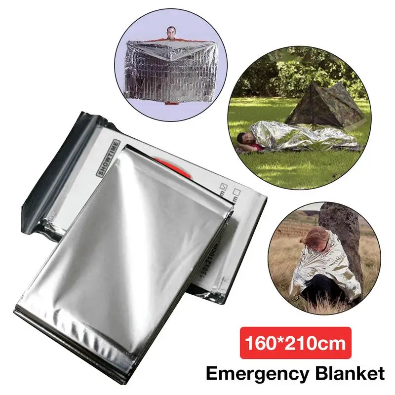 160x210CM Camping Emergency Blanket Outdoor Survival Thermal Insulation Blanket Windproof Sun Protection Keep Warm Blanket