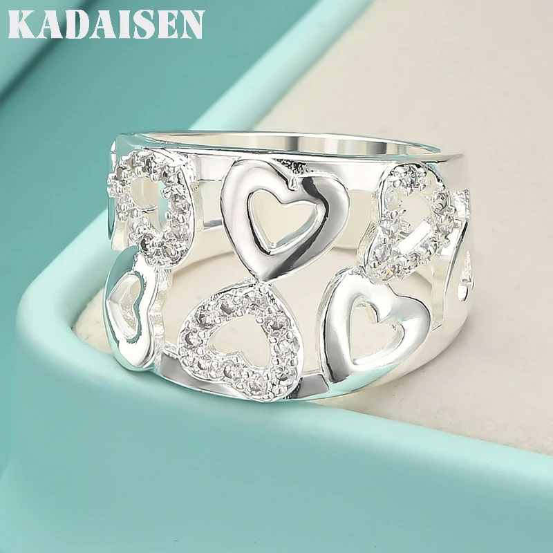

R633 Fashion New Arrive Specials 925 Sterling Silver Heart Wedding Fashion Cute Woman Sparkling Crystal Love Caring Ring