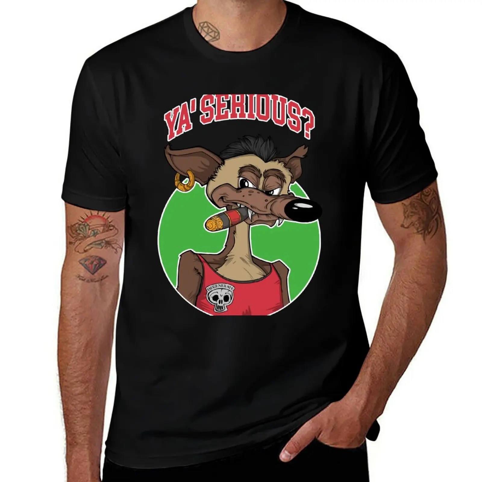 Ya' Serious – Sneaky Coyote Cartoon in Degen Style T-Shirt Fashion Simple Casual Tee Shirt T-Shirt
