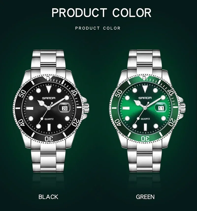 SANDA 1099 Edelstahl Armband Leuchtende Wasserdichte Uhr Luxus Herren Uhren Reloj Hombre Mode Einfache Männer Quarzuhr