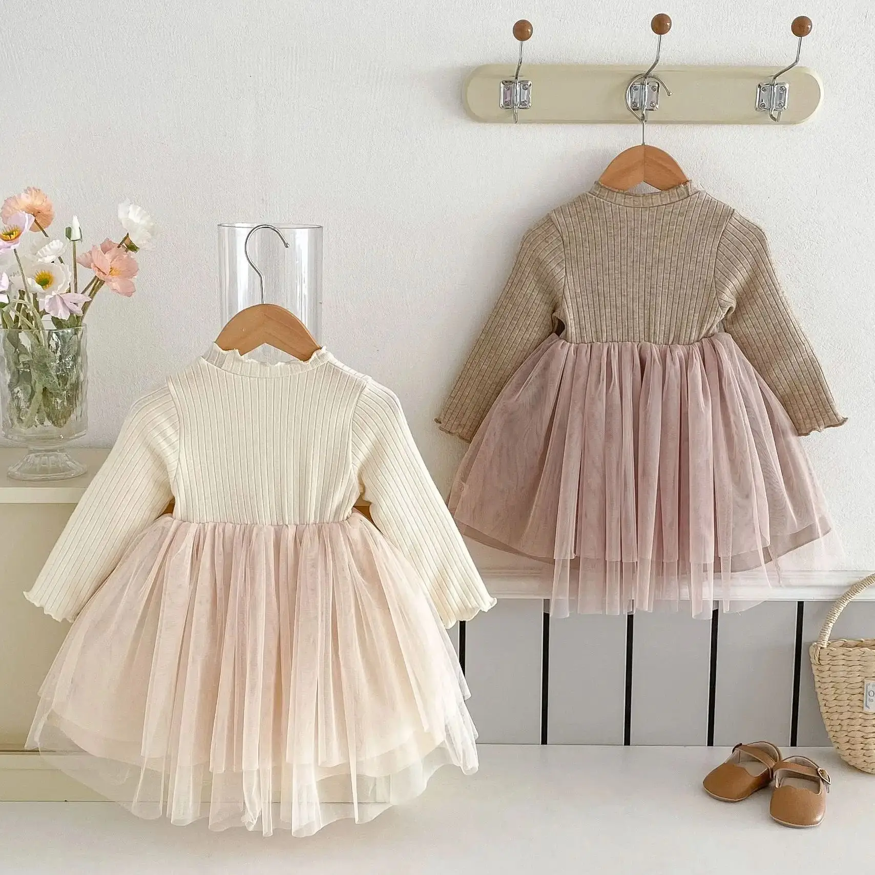 الخريف أزياء طفل الفتيات ملابس الطفل طويلة الأكمام القوس تول اللباس للأطفال حزب ملابس يومية غير رسمية ملابس الأطفال #2