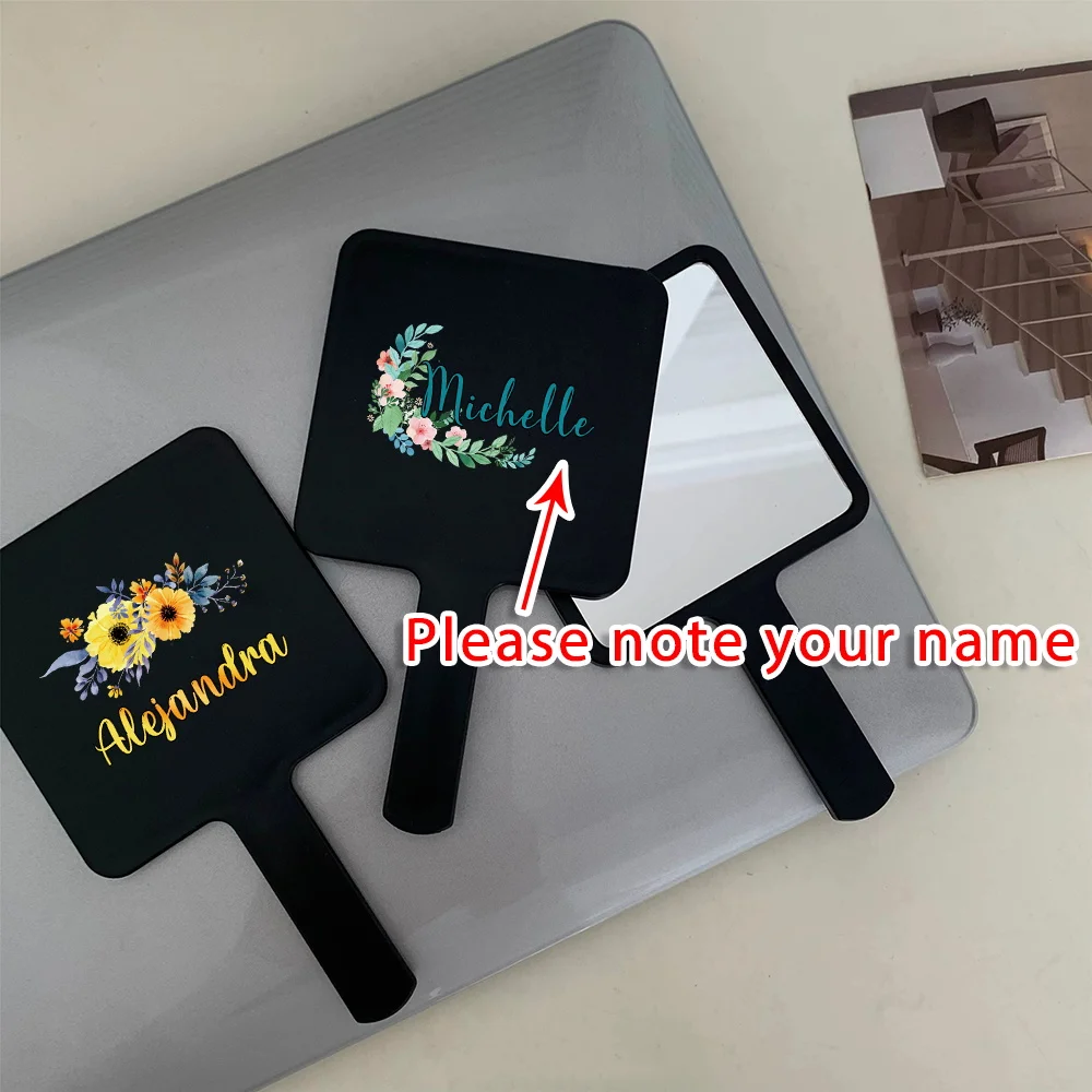 

Customized Name Handheld Mirror Portable Lightweight Vanity Mirror For Women Girls Travel Cosmetic Makeup Essentials Birthday