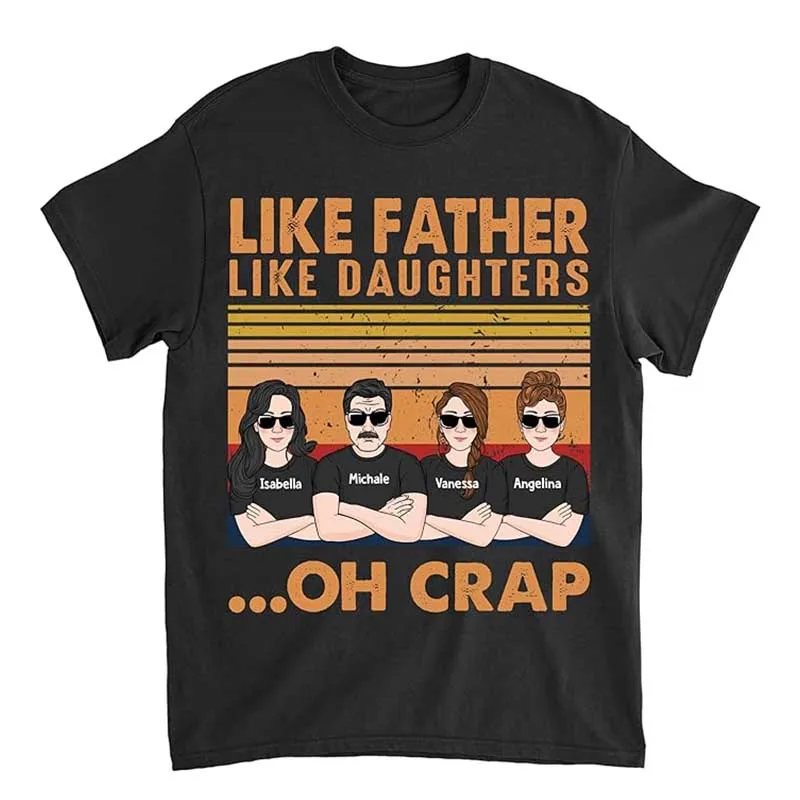 Personalized T Shirt Dad Shirt Custom Daughter's  Gift for Him Fathers Day Family Matching Clothes Funny Cotton Tshirt