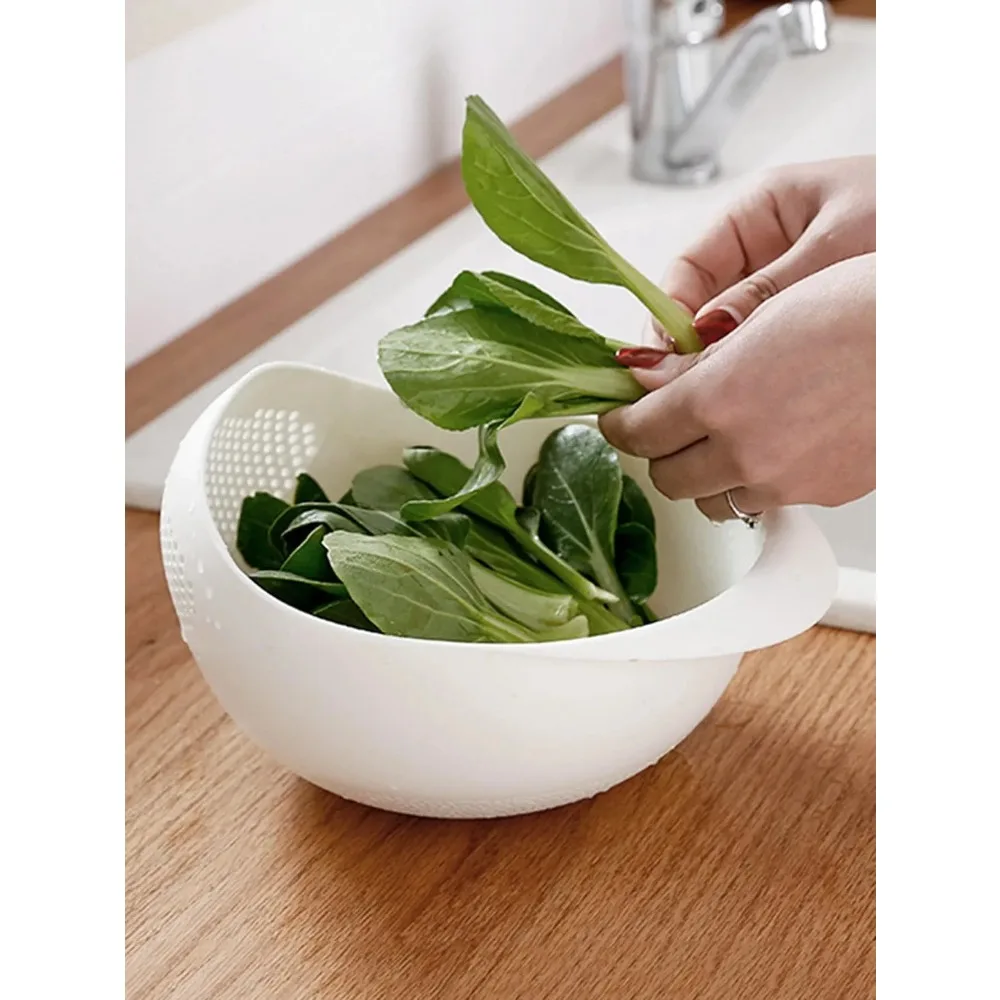 1PC-Silicone Colander Rice Bowl Drain Basket Fruit Bowl Washing Drain Basket with Handle Washing Basket Home Kitchen Organizer - view 4