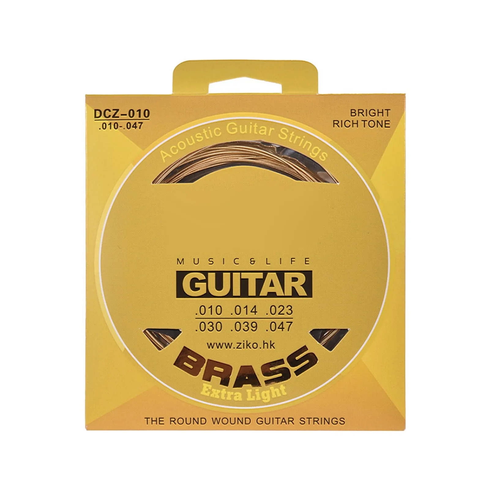 ZIKO DCZ-010 Extra Light Acoustic Guitar Strings Hexagon Alloy Wire Brass Wound Corrosion Resistant 6 Strings Set