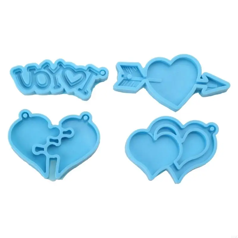 

2025 New 4 Pcs Valentine's Day Keychain UV Crystal Epoxy Mold Ornaments Pendant Resin Silicone Mould DIY Crafts Jewelry Mold