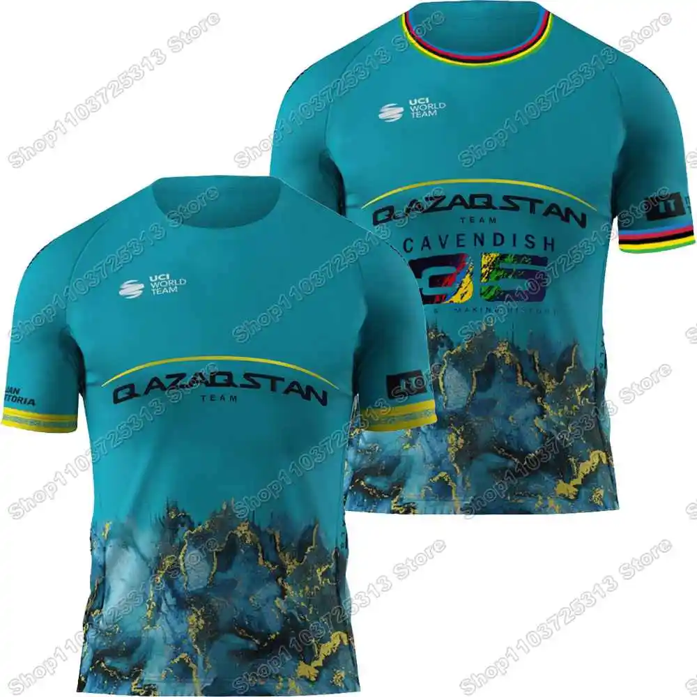 Футболка Qazaqstan Team Mark Cavendish 2024, мужская велосипедная майка, MTB, уличные технические рубашки, тренировочные топы, Джерси для фитнеса, бега