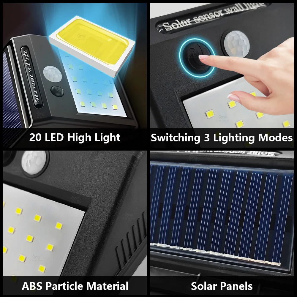 20LED Portable Solar Wall Lamp Highlight Solar Outdoor Lights Garden Lighting Outside Garage Porch Solar Rechargeable LED Lights image 5