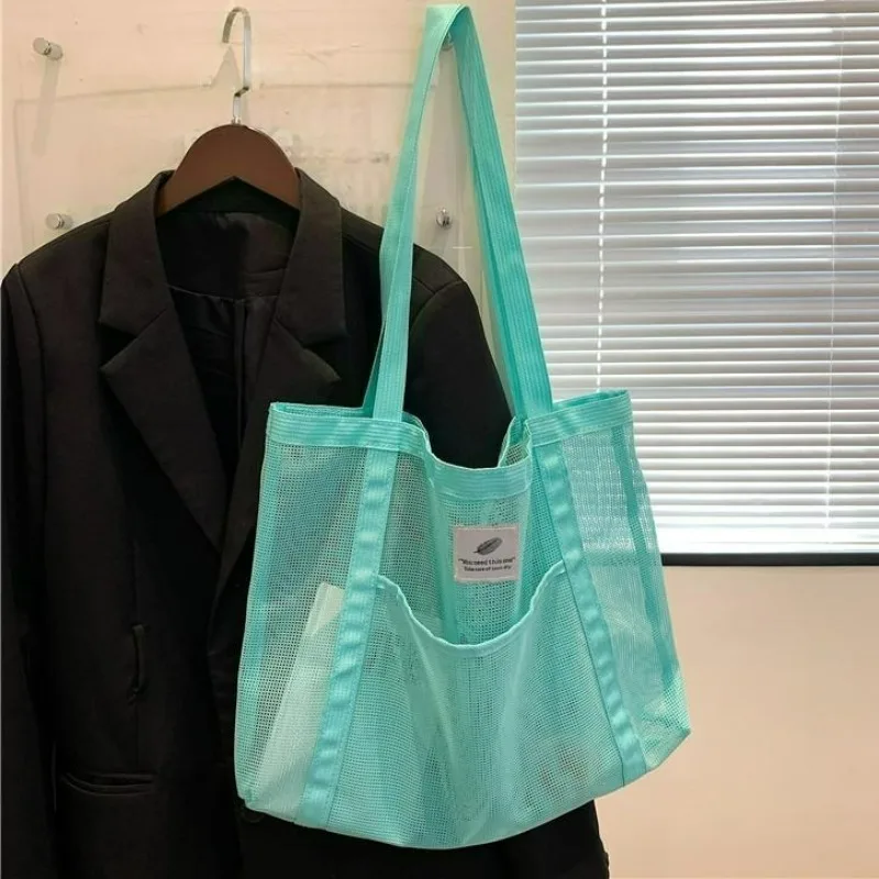 Transparente Mesh-Umhängetasche für Damen, modisch, tragbar, Einkaufen, Reisen, Strand, Mesh-Netz, Tragetasche, multifunktionale Handtaschen