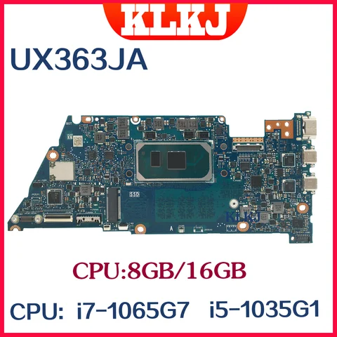 ASUS UX363 UX363J BX363JA RX363JA용 Dinzi UX363JA 메인보드, RAM 8GB/16GB, i5-1035G1/i7-1065G7 프로세서 탑재.