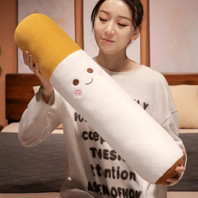 Cute Funny Smoking Cylindrical Sleeping Cigarette Stuffed Pillow Smulation Plush Toys Fashion Boyfriend Birthday Gift