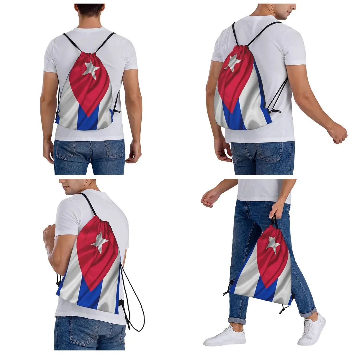 Cuba Cuban Flag Backpacks Casual Drawstring Bundle Pocket Sports Bag Book Bags for Man Woman School