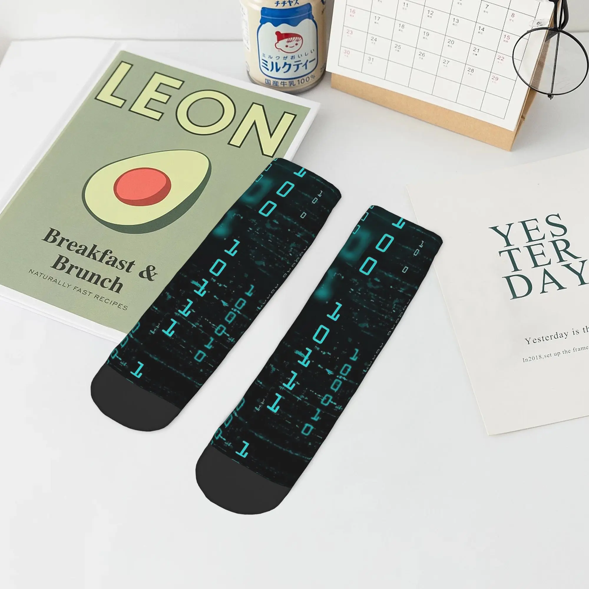 

Носки с принтом Hacker Code Binary Code Geek Science Computer, супермягкие носки в стиле Харадзюку, всесезонные носки, аксессуары для подарков унисекс