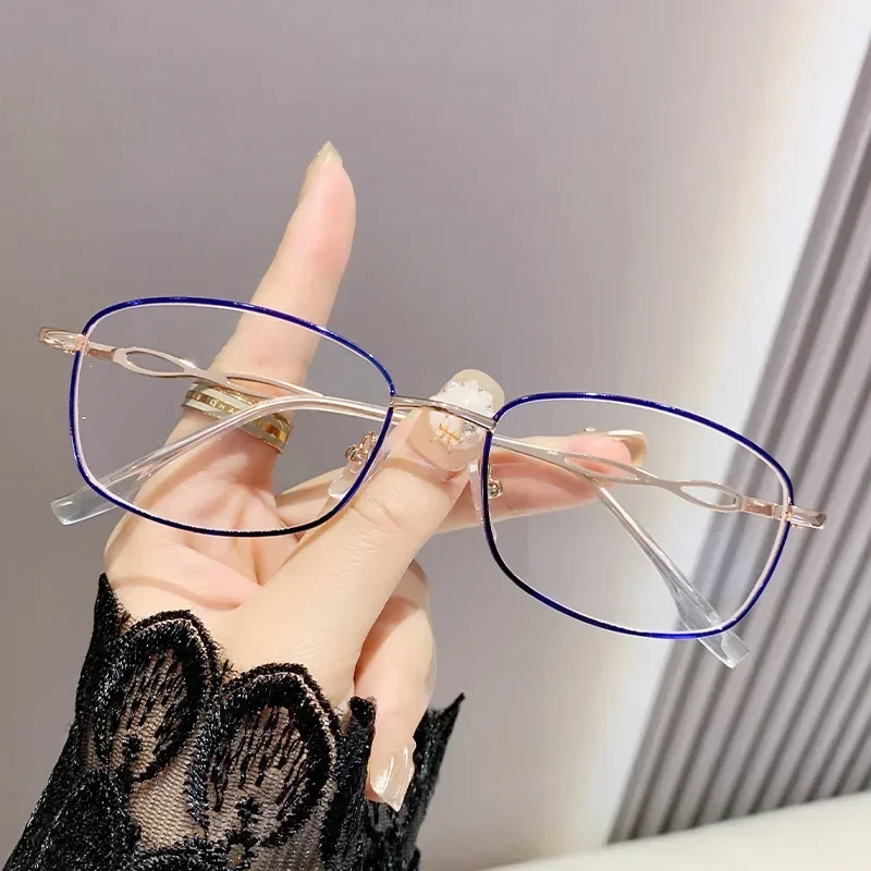 Hochauflösende Anti-Blaulicht-Lesebrille – modische tragbare Lesebrille mit Metallrahmen für Damen – Detail 2