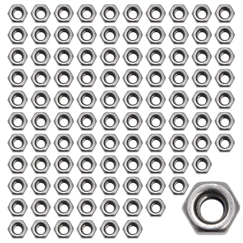 100 Pcs/Set Stainless Steel Screw Lock Nylon Nut Insert Locking 3mm