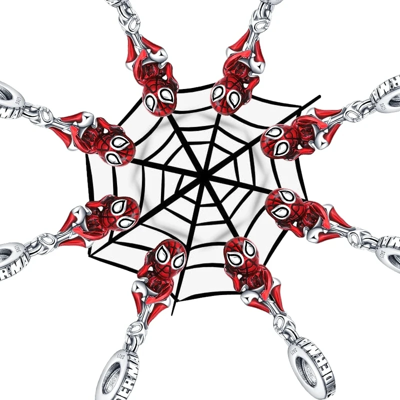 MINISO 925 Silver Red Spider Charms Beads Bracelet Fit Pandora 925 Original Bracelets DIY Birthday Jewelry Gifts