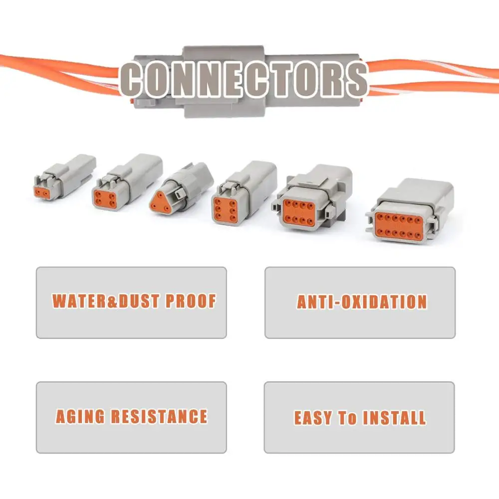 JRready ST6111 Deutsch DT Connector Kit 520PCS DT series Waterproof Electrical Connectors Round Solid Contact HDT-46-01 14-22AWG