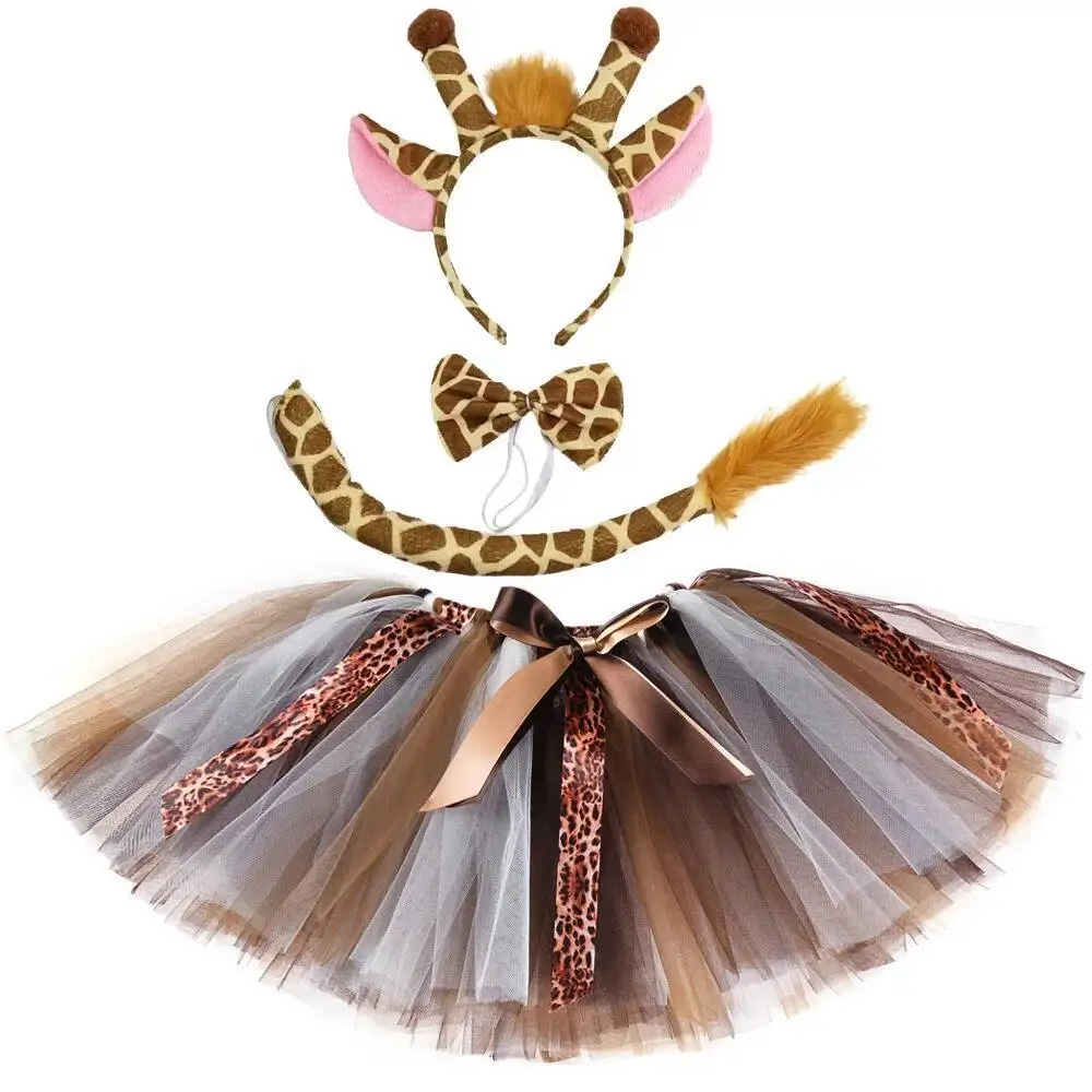 Baby Girls Giraffe Zebra Tutu Skirt Outfit for Kids Christmas Halloween Costume Toddler Girl Animal Tutus Set for Birthday Party