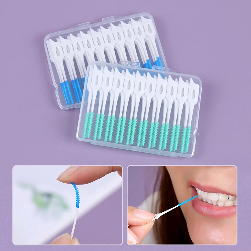 

Sdotter 40PCS/Box Silicone Interdental Brushes Super Soft Dental Cleaning Brush Teeth Care Dental Floss Toothpicks Oral Tools