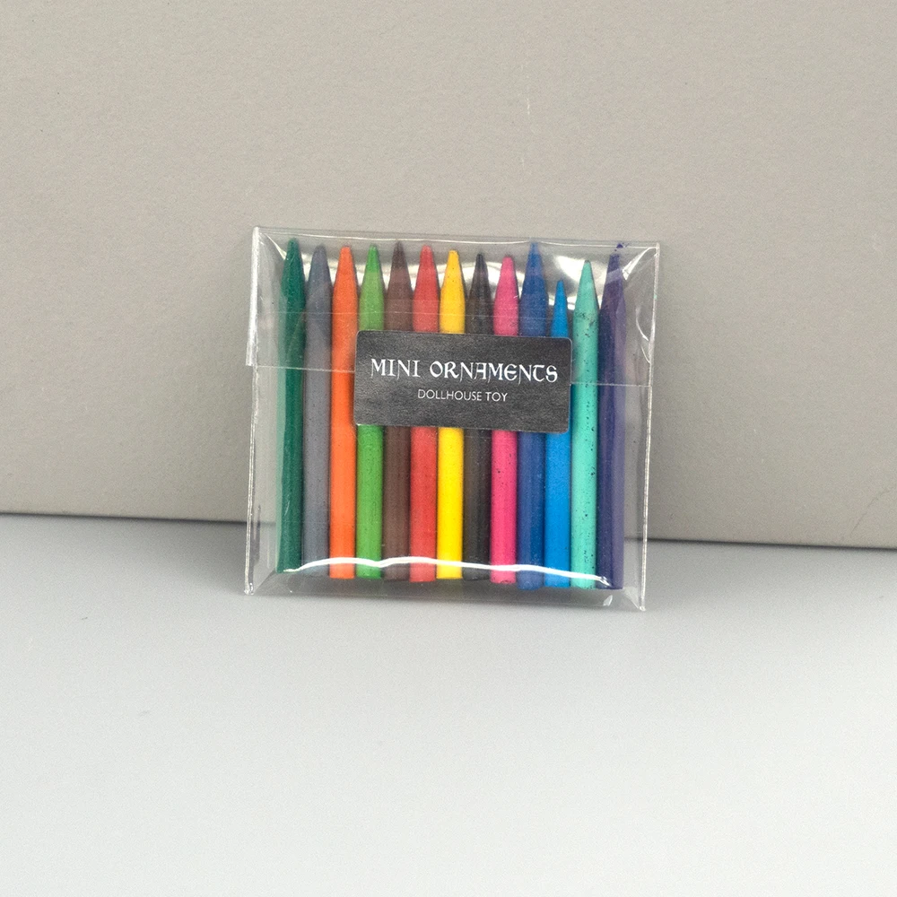 13Pcs 1/12 Dollhouse Miniature Colored Crayons Mini Colour Pen Model for Doll House Accessories Decoration ob11 bjd