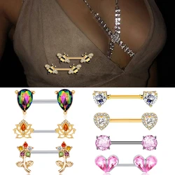2pcs Piercing Nipple Rings Wommen Sexy Barbell 316L Stainless Steel Heart Breast Shield Cover Bar Accessories Body Jewelry Gifts