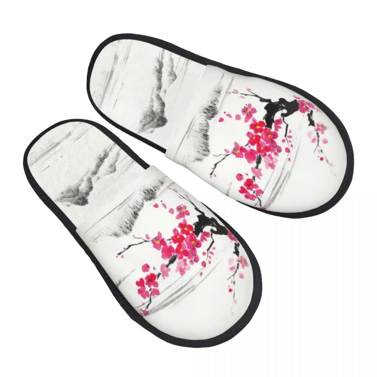 Custom Sakura Tree Cherry Blossom Guest Slippers for Hotel Women Japanese Flower House Slipper