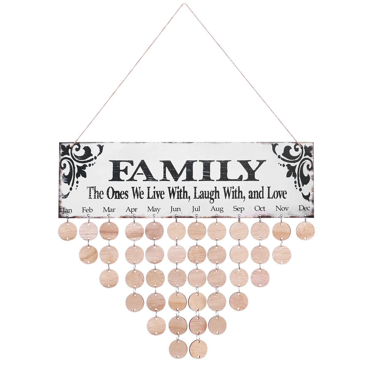 

50 шт. деревянный семейный блок на день рождения, настенный декор, подвесная доска «сделай сам» с 50 дисками, деревянный блок-календарь, семейная доска на день рождения, настенная