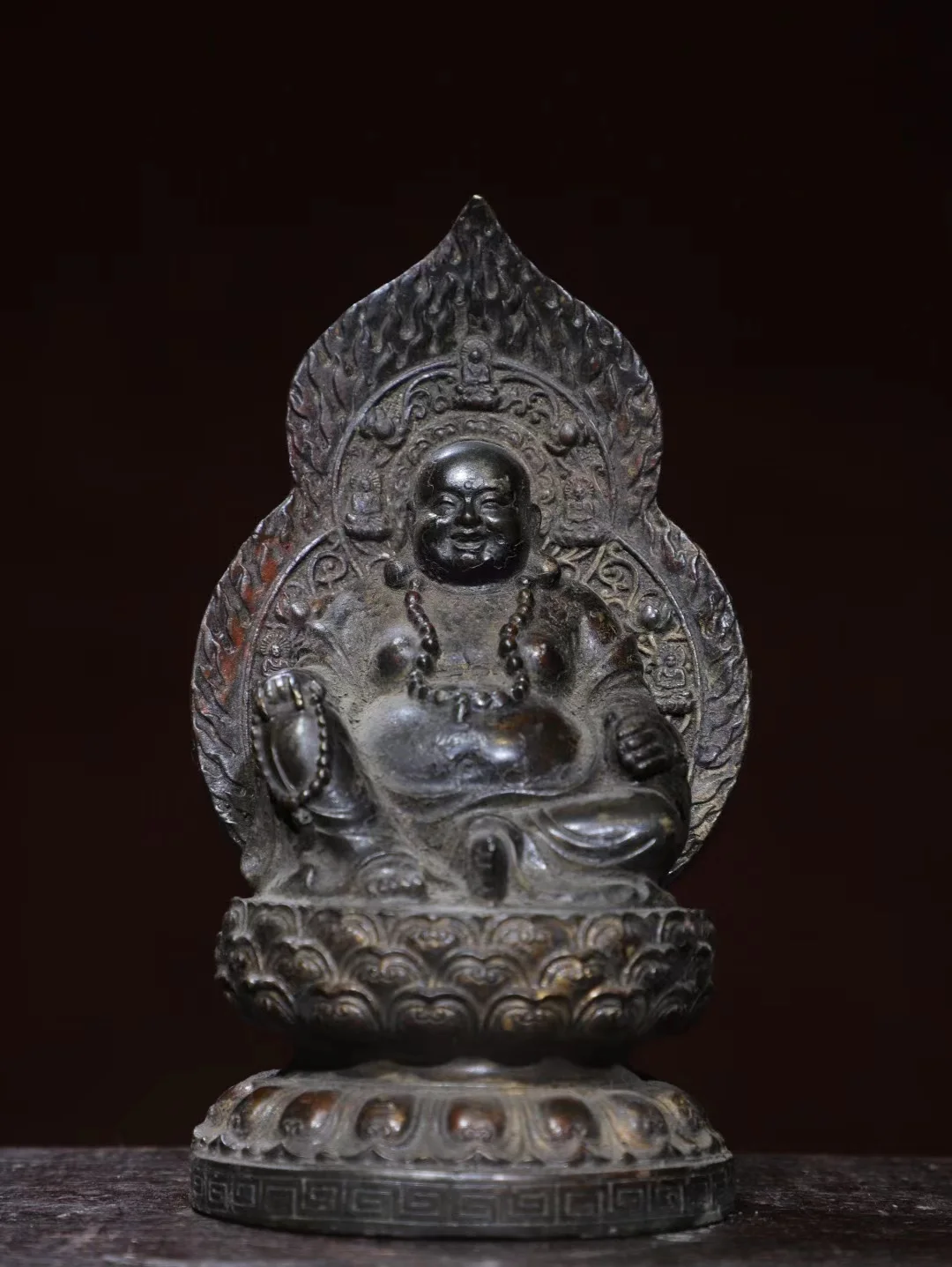 Antique Chinese copper hand-mand Smiling Gautama Buddha statue,Handicrafts, best collection&adornment, Free shipping