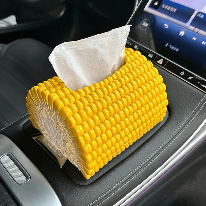 Creative Corn Design Tissue Box Living Room Table Towel Dispenser Desktop Paper Storage Holder Decor Car Tissue Organizer