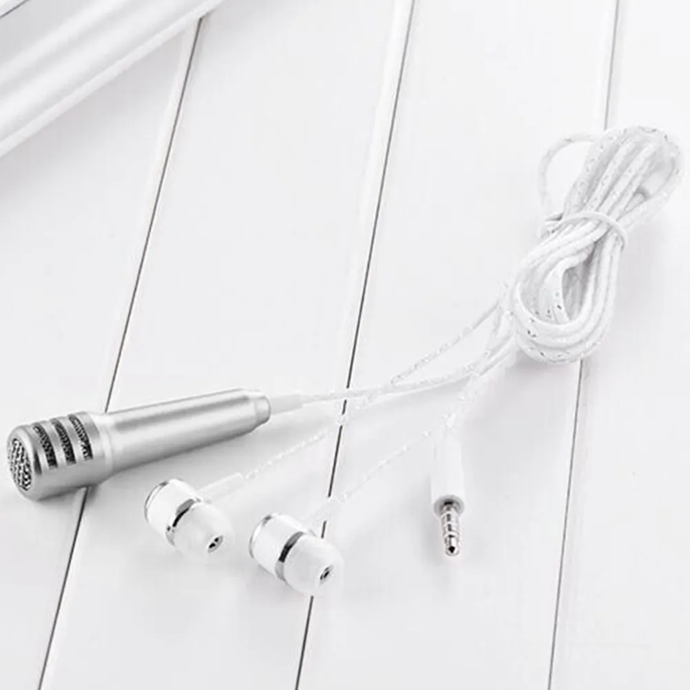 Mini Portable Phone Microphone Silver Headphones for Tablet Laptop Computer Chat Recording