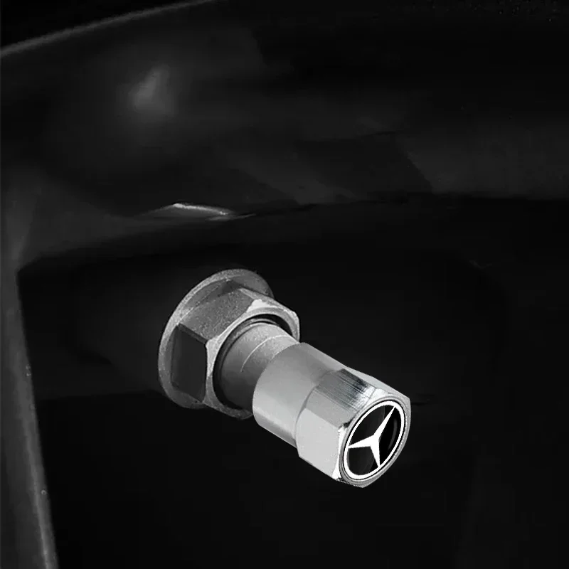 جديد 4 قطعة سيارة عجلة الاطارات صمام قبعات الهواء الجذعية يغطي اكسسوارات لمرسيدس بنز C260 C180 C200 GLA/E/C الفئة E43 E260 E300 #4