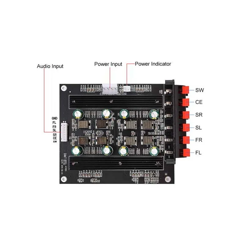 BAHOD TPA3116 5.1 Digital Sound Amplifier Audio Board Amplificador 50Wx4 100Wx2 Speaker PowerAmplifier DIY 5.1 Home Theater