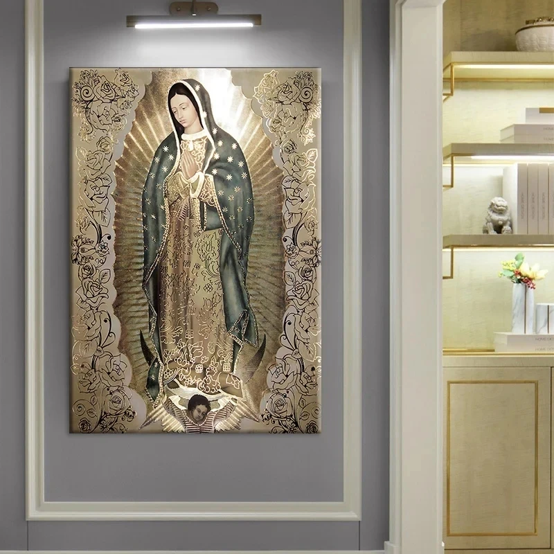 The Virgin of Guadalupe Poster Catholic Art Lady of Guadalupe Wall Art Canvas Painting Retro Religious Picture Home Decor Cuadro