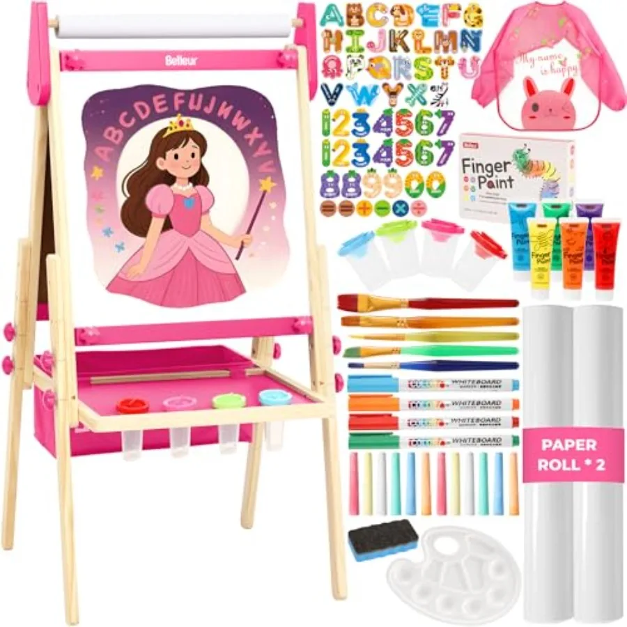 

Универсальный художественный мольберт для малышей с регулируемой двусторонней подставкой, магнитной белой доской, доской для сухого стирания и бумагой