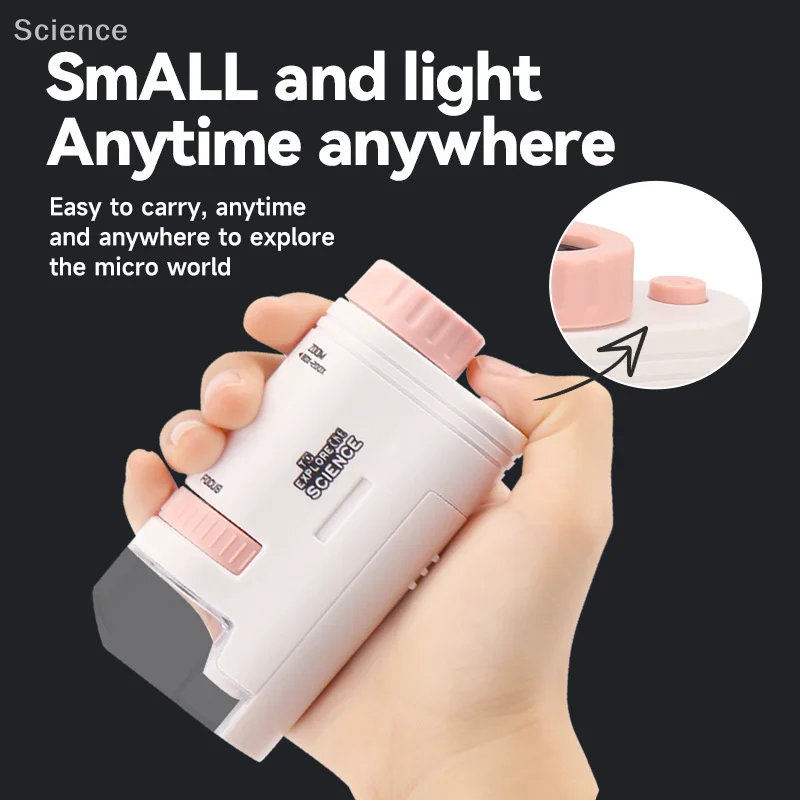 80-200X Children Microscope Pocket Microscope With LED Light Portable Electric Mini High Definition Science Microscope Outdoor