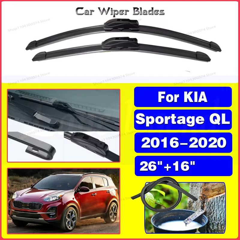 

Car Wiper Front Wiper Blades Set For Kia Sportage QL 2016 2017 2018 2019 2020 Windshield Windscreen Window 26"16"