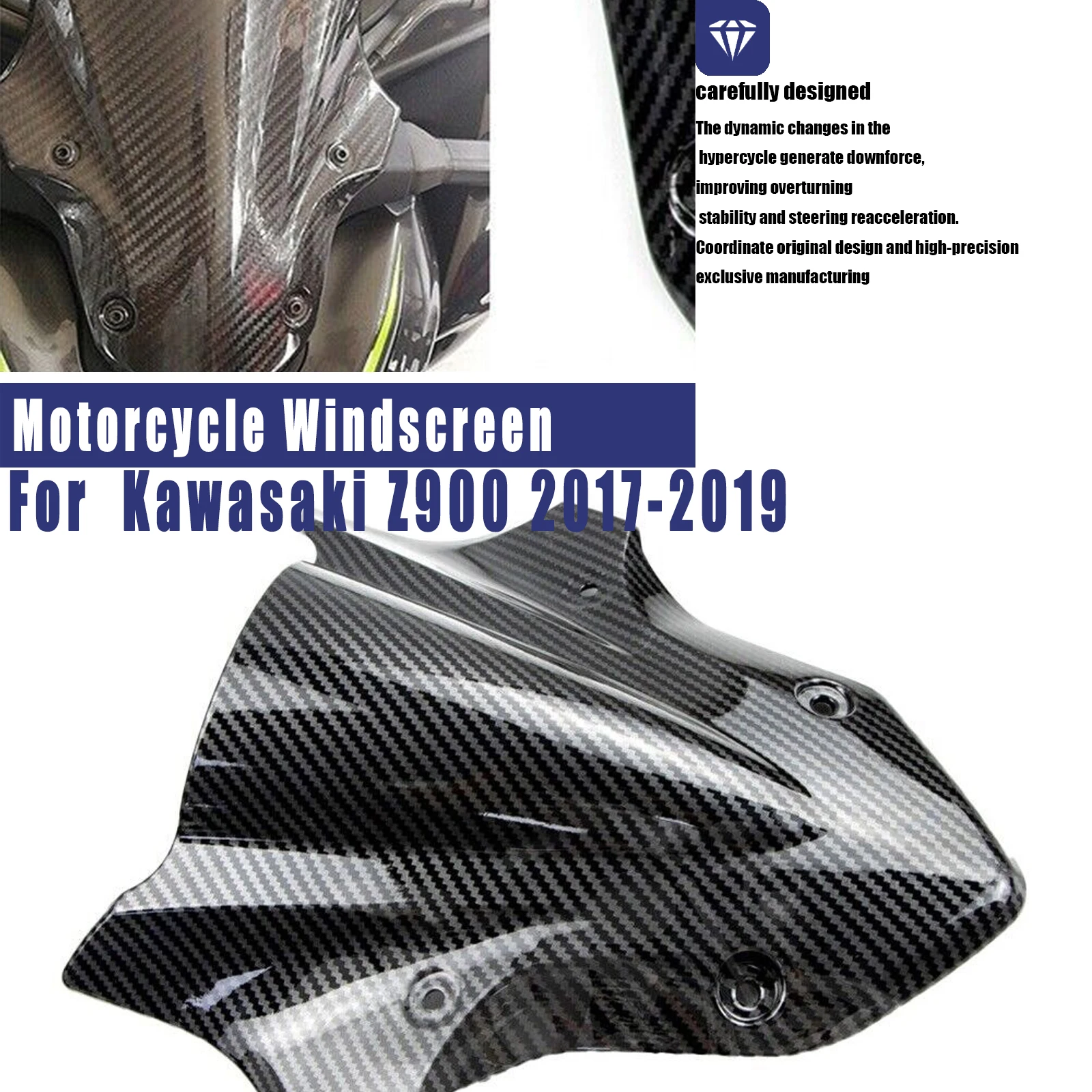 Motorcycle Accessories For Kawasaki Z900 2017-2019 Front Spoiler Fairing Windscreen Windshield Wind Deflector Black