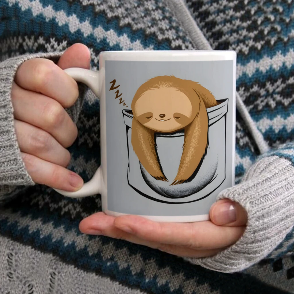 

Sloth in a PocketCoffee Mug Tea Cup 11oz Coffee Cup Funny Birthday Ceramic Mug Personalized Cup