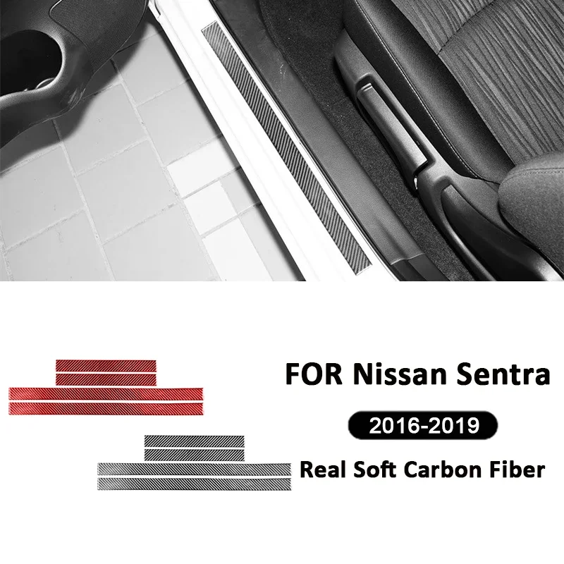 

4PCS Carbon Fiber Car Threshold Bumper Trim Strips Decoration Stickers For Nissan Sentra Sylphy 2016-2019 Interior Accessories