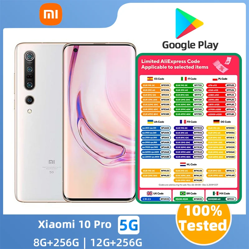 Xiaomi Mi 10pro 5G Android 6.67 inch Qualcomm Snapdragon 865 RAM 12GB ROM 256GB used phone