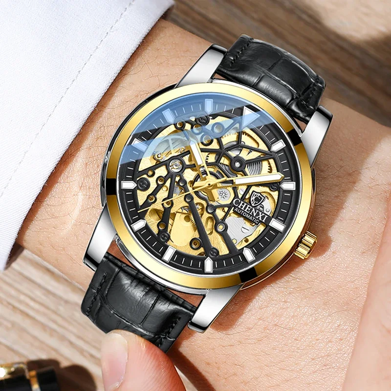 جديد CHENXI ساعات رجالية أوتوماتيكية ساعة ميكانيكية توربيون ساعة رياضية فولاذ كامل مقاوم للماء ساعة يد للأعمال Relojes #4