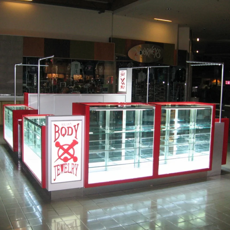 Custom. Retail Jewelry Store Assembled Glass Display Showcase Counter Shopping Mall Luxury Jewelry Kiosk Booth for Sale