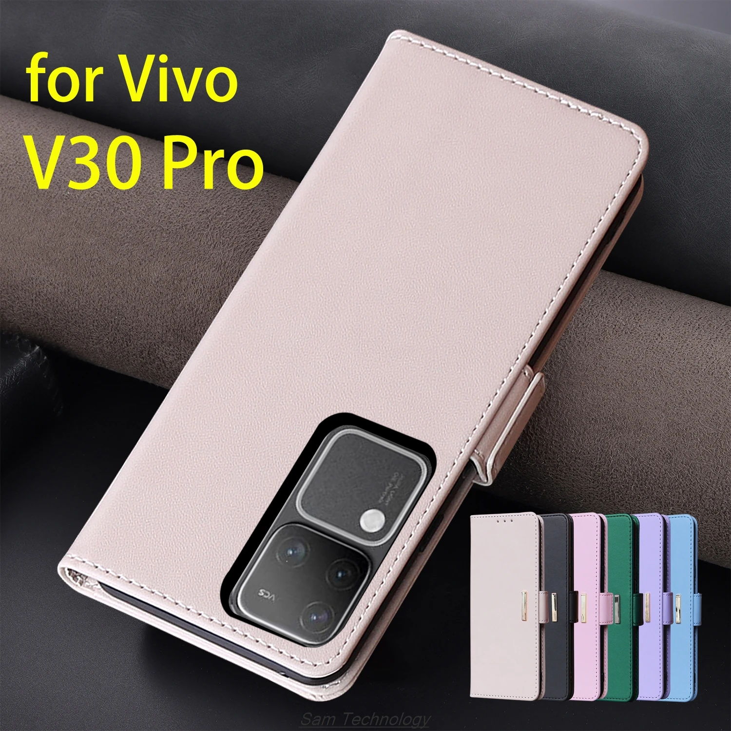 

Magnetic buckle Leather Case for Vivo V30 Pro / Vivo V30Pro Wallet RFID BLOCKING Flip Cover female Simple Capa Fundas Coque