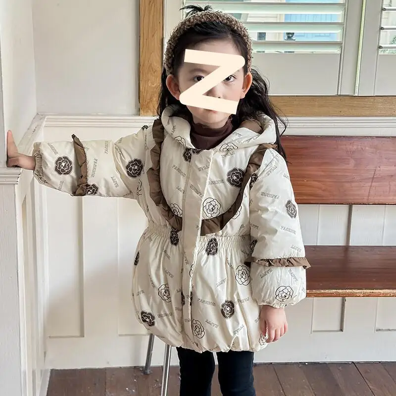 

Kawaii Girl Hooded Cotton-Padded Jacket Coat Fashion Student Autumn and Winter Casual Keep Warm Thicken Tops Children's Clothing