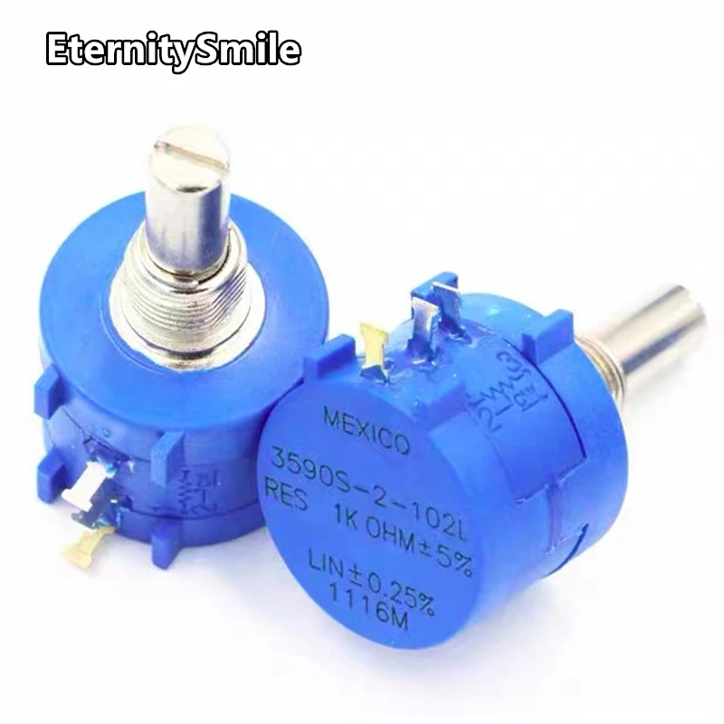 1Pcs Multi-turn Adjustable Potentiometer kit 10k 2w Wireless Resistance Resist500 1k 2k 5k 20k 50k 100k Ohm + Button Cover